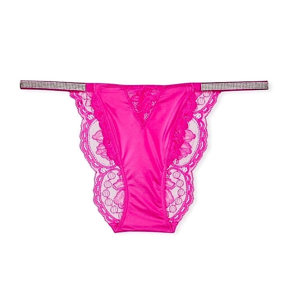 VICTORIA’S SECRET SHINE ATRAP CHEEKY PANTY, S -Fuschia Frenzy